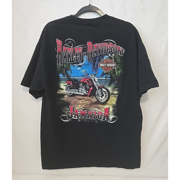 PAIR of Harley Davidson XL T Shirts  St. Kitts & Jamaica Black Travel Motorcycle - Picture 3 of 16
